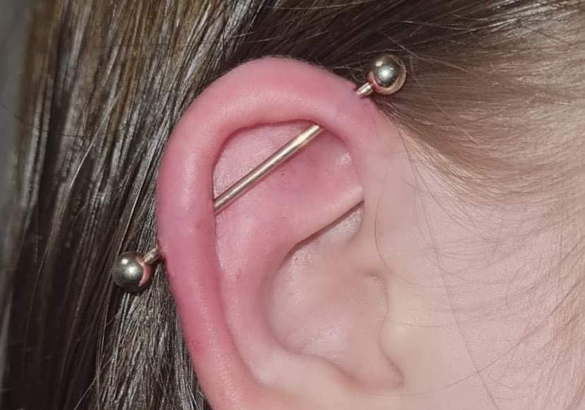 Scaffold ear piercing by Silver Lining Sheffield