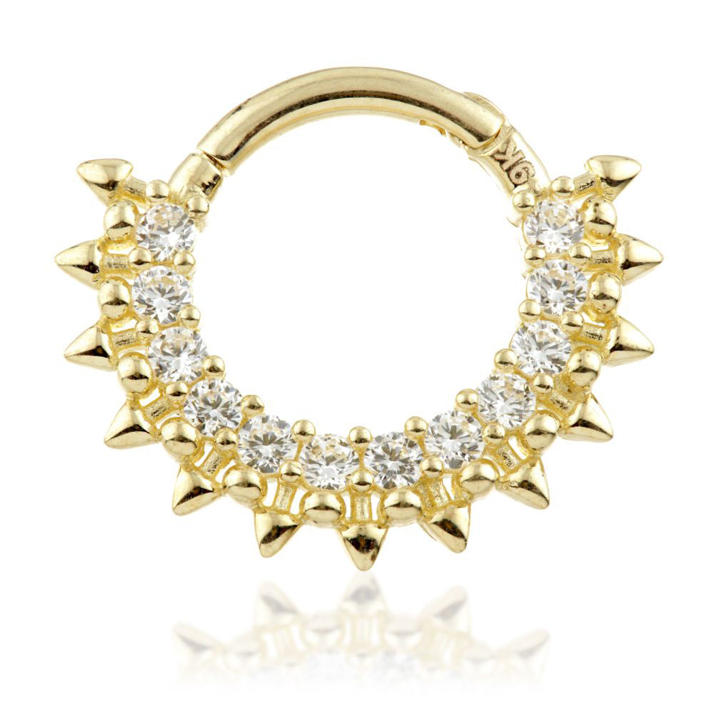 9ct Gold Pavé Gems Ring Spike
