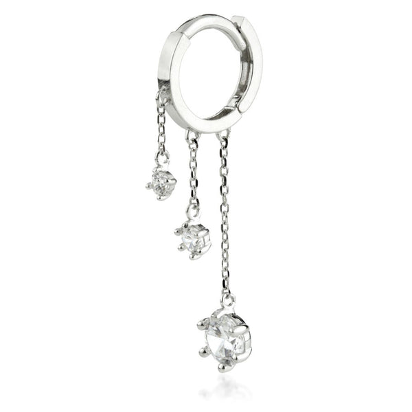 9ct Gold - Triple Gem Chain - Hinged Ring - Silver Lining
