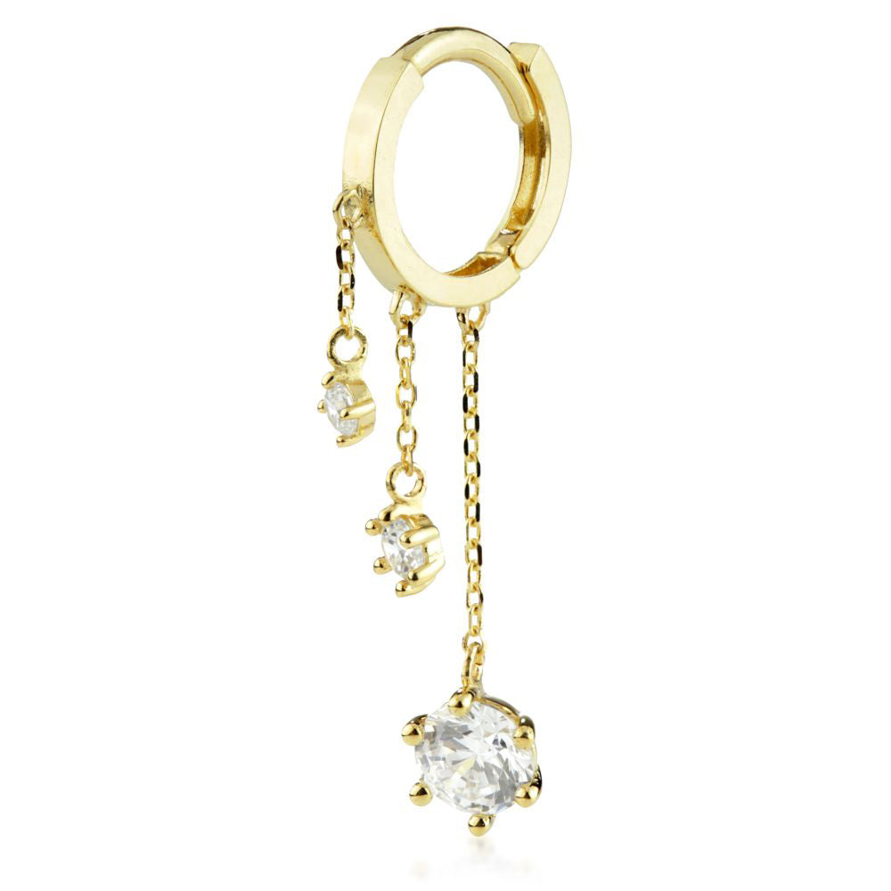 9ct Gold Triple Gem Chain Hinged Ring