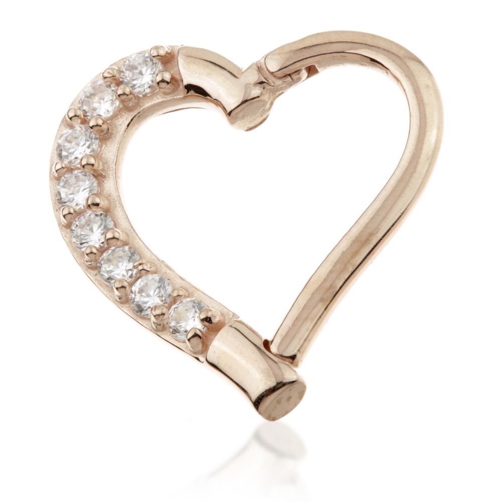 9ct Rose Gold Gem Hinge Heart Ring (Right)