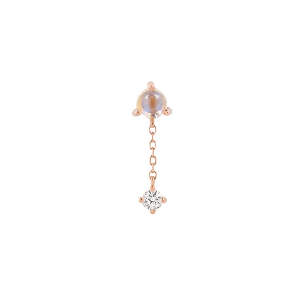 BIANCA - MOONSTONE + WHITE SAPPHIRE - THREADLESS END WITH DANGLE
