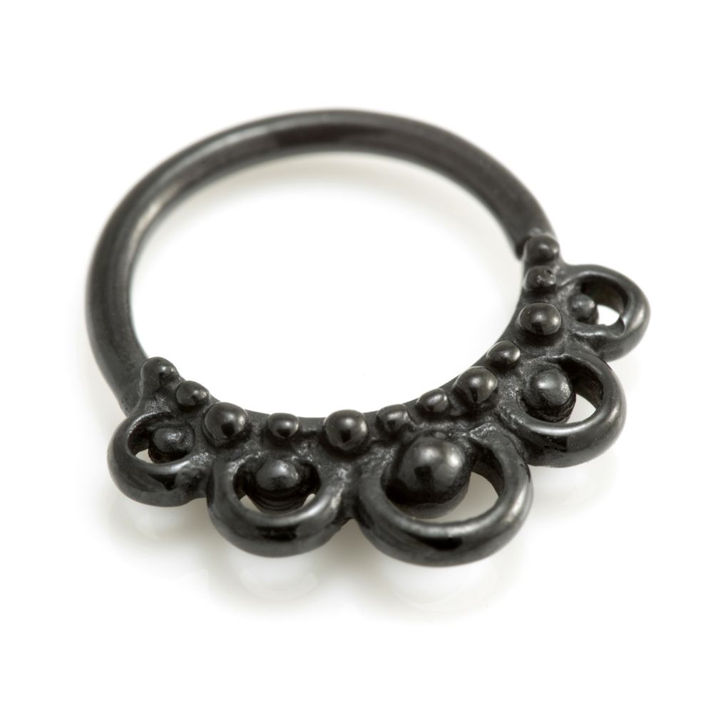 Black PVD Bohemian Seamless Ring - Balls In Circle