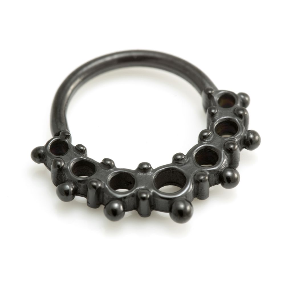 Black PVD Bohemian Seamless Ring - Tiny Balls Circle