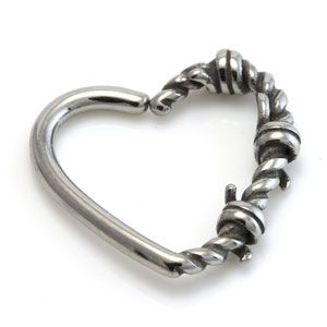 Steel Barbed Wire Heart Ring