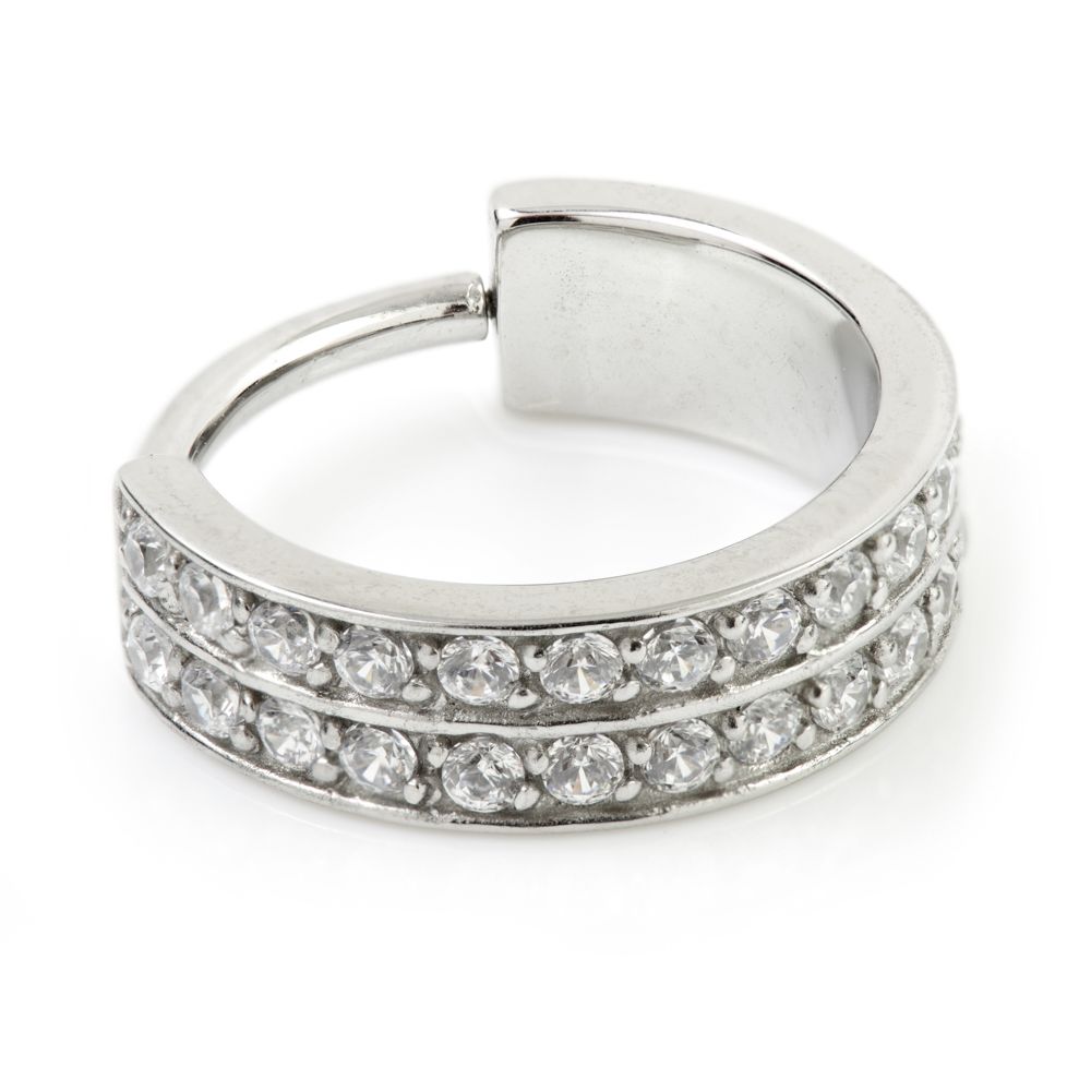 Surgical Steel Double Jewelled Hinged Ring