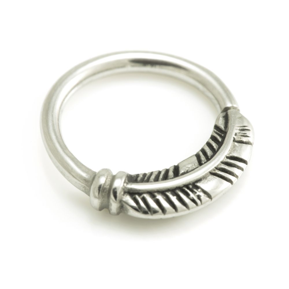 Surgical Steel Feather Seamless Ring