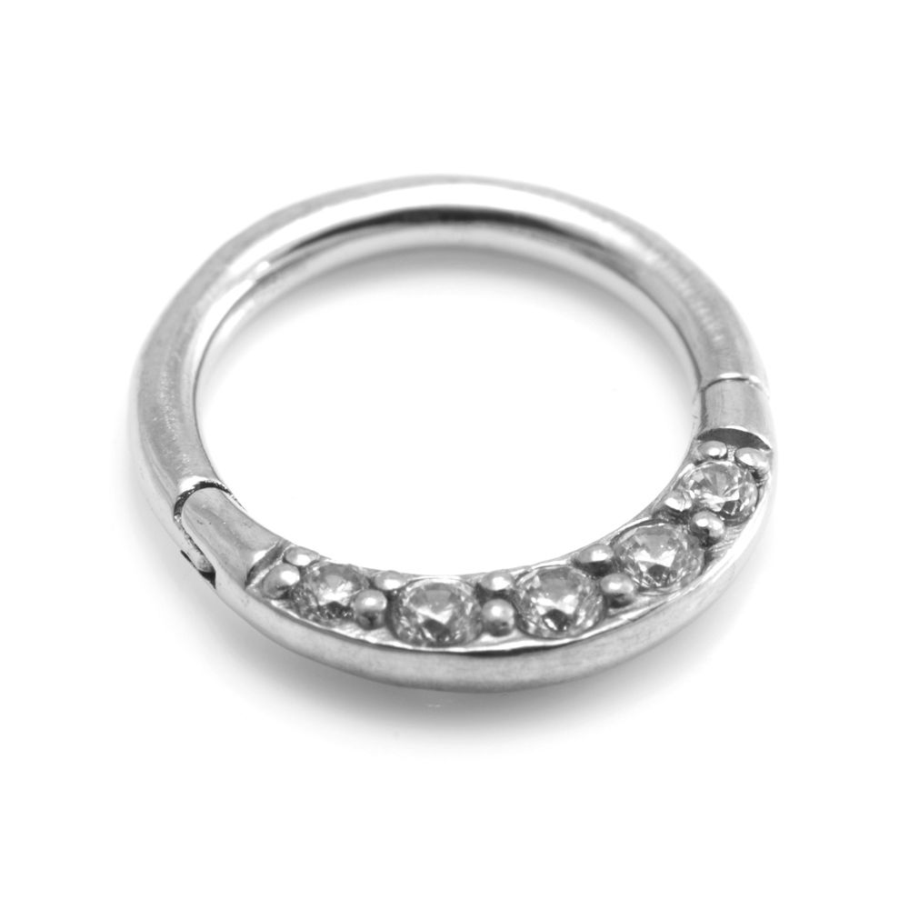 Surgical Steel Gem Hinged Micro Ring