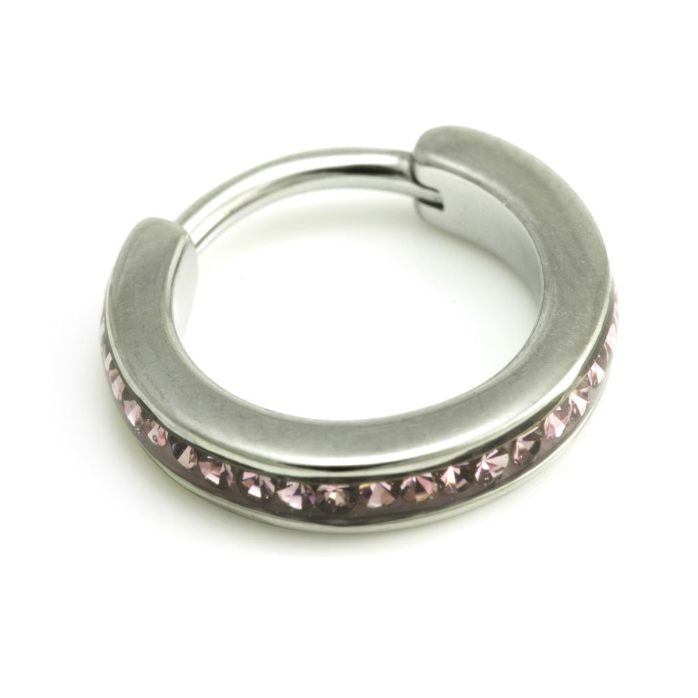 Surgical Steel Swarovski Crystal Gem Hinged Micro Ring