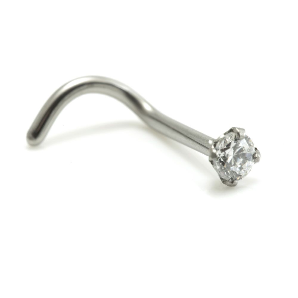 Titanium Claw Set Gem Nose Stud Silver Lining - Main Image